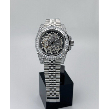 Custom Seiko Mod • Silver Skeleton Full Diamond Yachtmaster w/ Double Endlink Jubilee Bracelet • 40mm